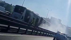 Metrobüste korkutan yangın