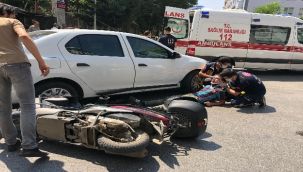 Otomobil ile motorsiklet çarpıştı