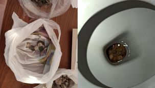 Polisi gören kaçakçılar, tarihi eserleri klozete attı
