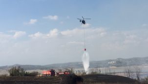 Adana'da yangın çıkan yere 3 helikopter birden müdahale etti
