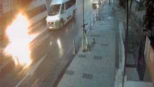 Servis minibüsünden korkutan yangın