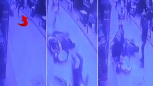 Polisin yaya olarak kovaladığı motosikletlileri, bir vatandaş tekme atarak yere düşürdü
