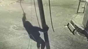 Şişli'de akrobatik kablo hırsızlığı