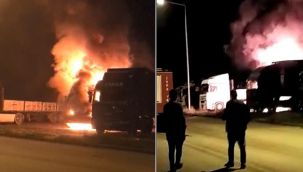Tırın kupası alev alev yandı, vatandaşlar patlamasından korktu