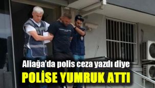 Aliağa'da polis ceza yazdı diye polise yumruk attı