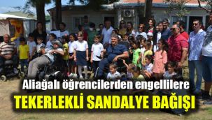 Aliağalı öğrencilerden engellilere tekerlekli sandalye bağışı