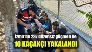 İzmir'de 237 düzensiz göçmen ile 10 kaçakçı yakalandı