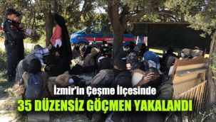 İzmir'in Çeşme İlçesinde, 35 düzensiz göçmen yakalandı