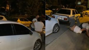 Sokak ortasında kadına şiddet uygulayan kişiye vatandaşlar müdahale etti