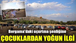 Bergama'daki uçurtma şenliğine çocuklardan yoğun ilgi
