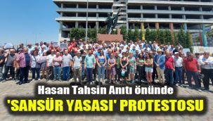 Hasan Tahsin Anıtı önünde 'Sansür Yasası' protestosu