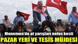 Menemen’de at yarışları nefes kesti: Pazar yeri ve tesis müjdesi