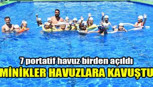 7 portatif havuz birden açıldı: Minikler havuzlara kavuştu