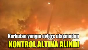 Korkutan yangın evlere ulaşmadan güçlükle kontrol altına alındı