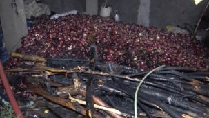 Alevlere teslim olan ev kullanılmaz hale geldi: Yüzlerce kilogram soğan zarar gördü
