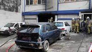 Oto tamirhanesinde yangın