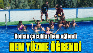 Roman çocuklar hem eğlendi hem yüzme öğrendi