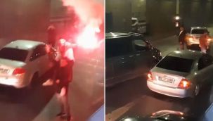 Asker uğurlayan bir grup yol kesip, meşale yaktı