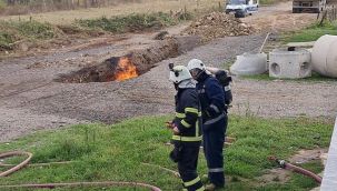 Doğal gaz borusu alev aldı