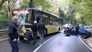 İETT otobüsü ve otomobil çarpıştı