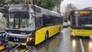 Bakırköy'de İETT otobüsü minibüse çarptı