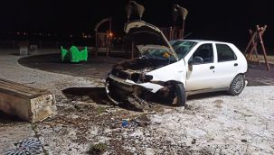 Otomobil çocuk parkına daldı