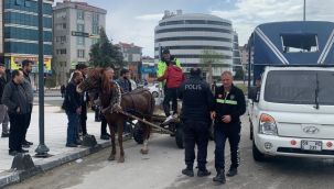 Polisin dur ihtarına uymayan at arabası ortalığı birbirine kattı