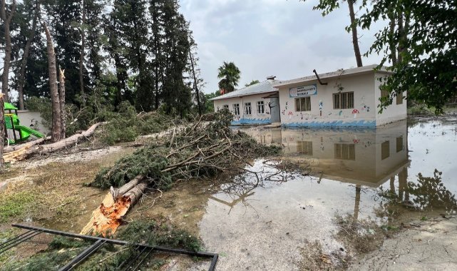 Sağanak yağmur sonrası kanal taştı, evleri su bastı