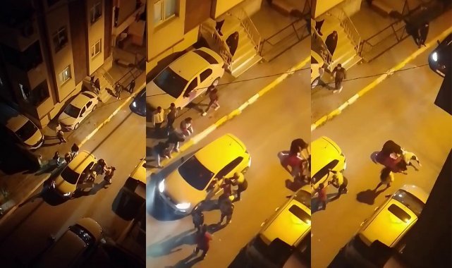 Sokak ortasında kadını darp eden şahsa mahalleliden tepki