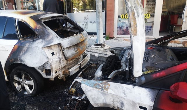 Araçlar ateş topuna döndü