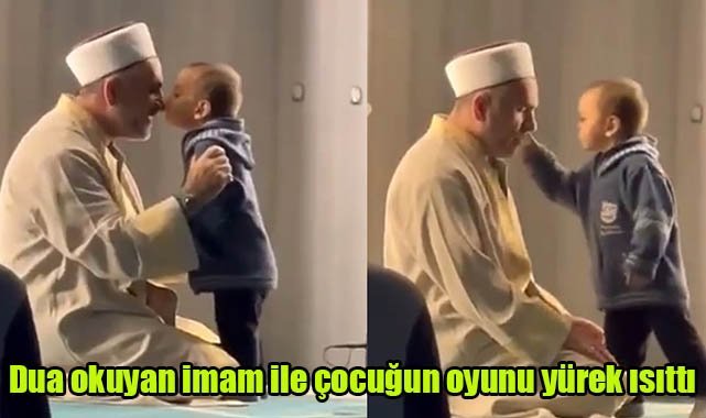 Dua okuyan imam ile çocuğun oyunu yürek ısıttı