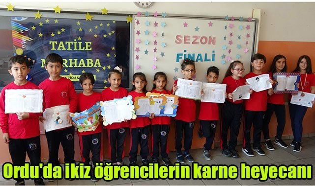 Ordu'da ikiz öğrencilerin karne heyecanı