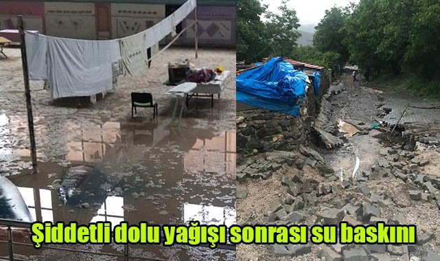 Şiddetli dolu yağışı sonrası su baskını