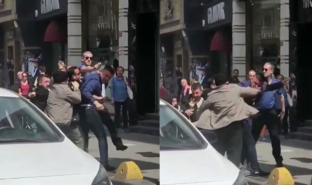 Taksi şoförü ile otomobil sürücüsü birbirine girdi