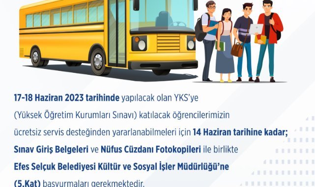 YKS'ye girecek öğrencilere ulaşım desteği