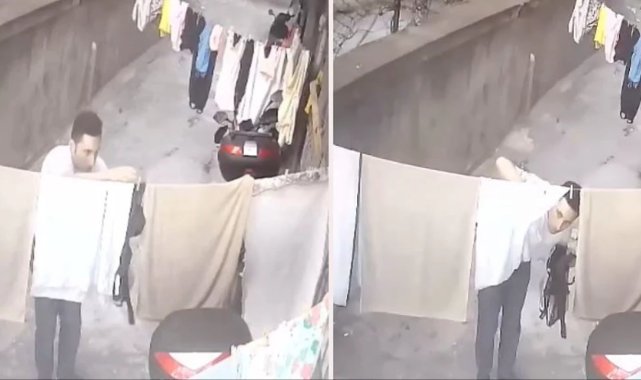 Bahçeye kuruması için asılan çamaşırlardan sadece kadın iç çamaşırları çalındı