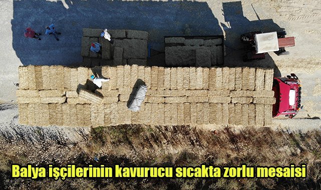 Balya işçilerinin kavurucu sıcakta zorlu mesaisi