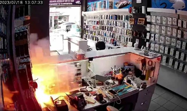Şarjdaki cep telefonu bomba gibi patladı
