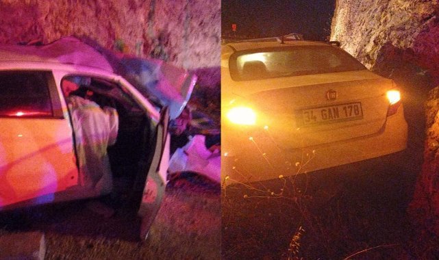 Burdur’da otomobil kayalıklara çarptı