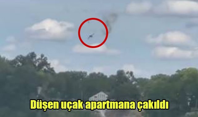Düşen uçak apartmana çakıldı