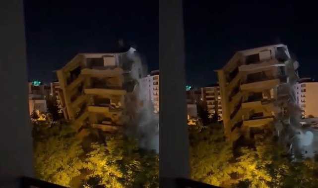 Malatya’da depremde yıkılan ağır hasarlı bina paniğe neden oldu