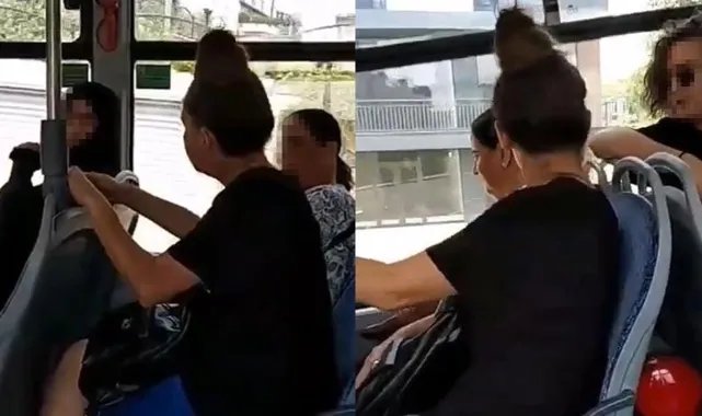Tesettürlü kadına otobüste çirkin saldırı