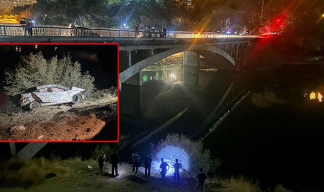 25 metre yüksekten düşen otomobil ağaca çarptı