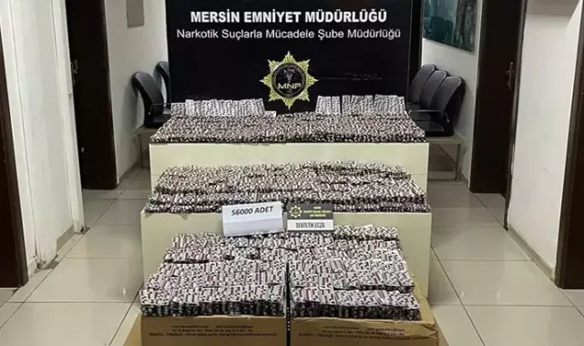 Mersin'de 56 bin sentetik hap ele geçirildi