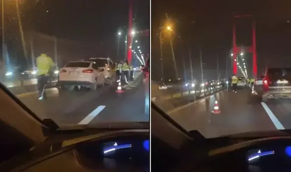 15 Temmuz Şehitler Köprüsü'nde 6 araç zincirleme kazaya karıştı