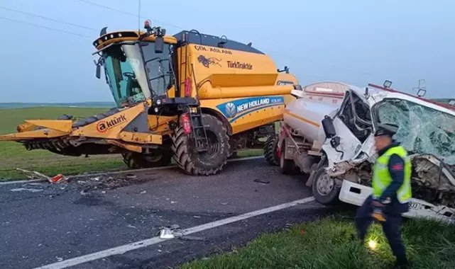 Biçerdöverle çarpışan tankerin sürücüsü öldü