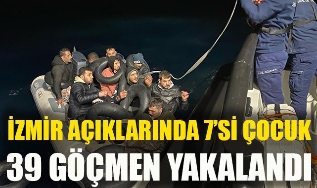 İzmir açıklarında 7'si çocuk 39 göçmen yakalandı
