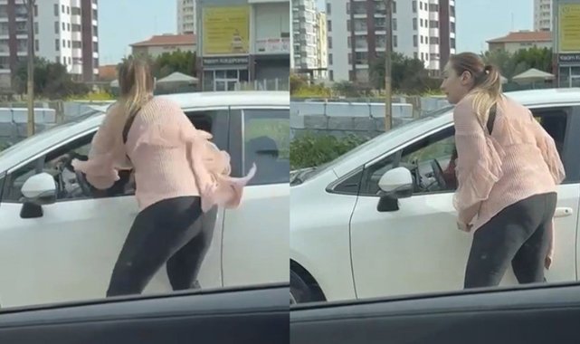 Trafikte kadın kadına kavga