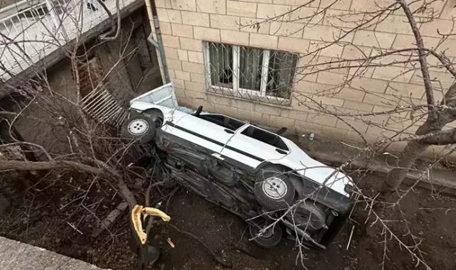 Otomobil bahçeye uçtu: 3 yaralı