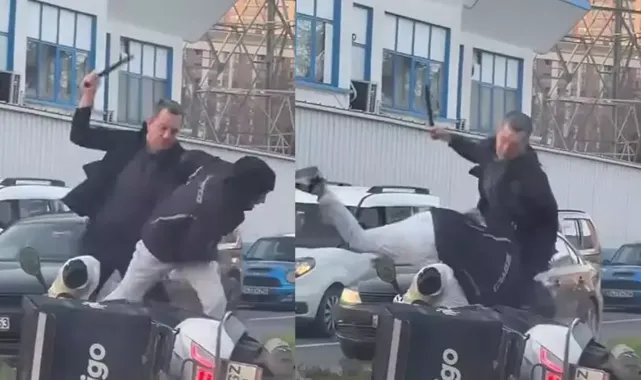 Eyüpsultan'da otomobil sürücüsü kendisine saldıran kuryeyi copla darbetti